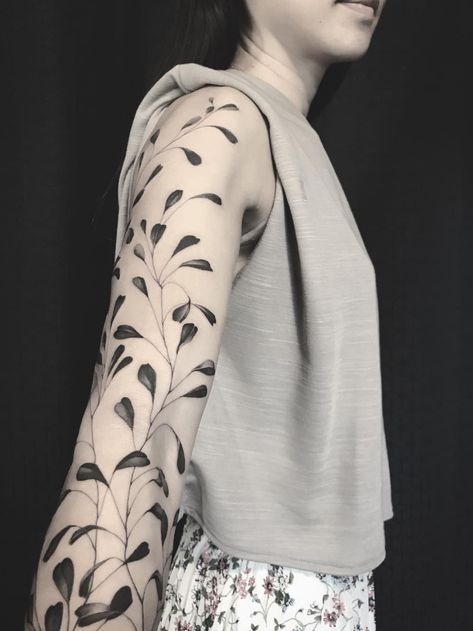 Botanical Sleeve, Botanical Tattoo Design, Left Arm Tattoos, Flower Thigh Tattoos, Free Hand Tattoo, Mushroom Tattoos, Cool Chest Tattoos, Vine Tattoos, Chest Tattoos For Women