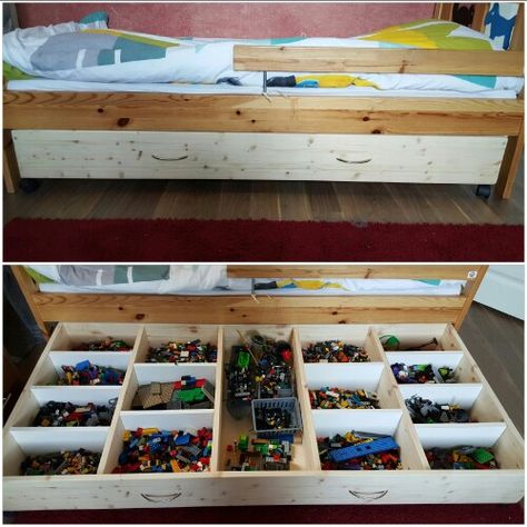 Lego Storage Under Bed, Lego Boxes, Cabin Bed, Lego Storage, Building Projects, Box Bed, Big Boy Room, Under Bed, Big Boy