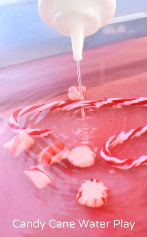 Candy Cane Water Play-Christmas Sensory Play for Toddlers and Preschoolers Sensory Play For Toddlers, Peppermint Water, December Lessons, Christmas Activities For Toddlers, Sensory Play Toddlers, Theme Preschool, Christmas Lesson, December Activities, Lesson Plans For Toddlers