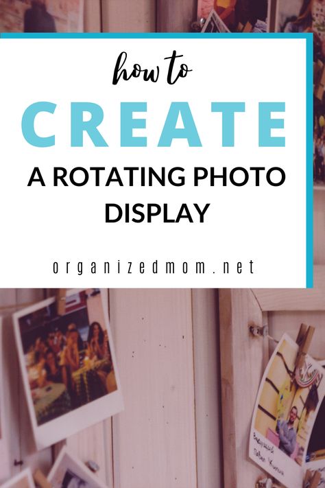 A rotating photo display is a great way to display pictures of your loved ones all through the year. And it's easy to change out the photos! Frameless Photo Display, Changeable Photo Display, How To Display A Lot Of Pictures, Ways To Display Pictures, Displaying Family Pictures, Empty Picture Frames, Display Family Photos, Hanging Ideas, Display Pictures