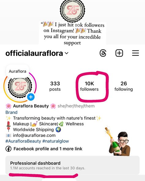 “🎉🎉 I just hit 10k followers on Instagram! 🎉🎉 Thank you all for your incredible support. Reaching 1.1 million accounts in the last 30 days is beyond amazing! Here’s to more growth and connecting with all of you. ❤️ #Milestone #10KFollowers #ThankYou #AuraFlora #AuraFloraBeauty #InstagramGrowth #InfluencerLife #SocialMediaSuccess #Followers #Celebration #Grateful #Community #InstagramMilestone #InstaSuccess #FollowersLove #SocialMediaJourney #ContentCreator #InstaAchievement #RoadTo100K #Digit... 10k Followers On Instagram, 10k Instagram Followers, Insta Followers, Followers On Instagram, Social Media Success, 10k Followers, Facebook Profile, Instagram Growth, Natural Glow