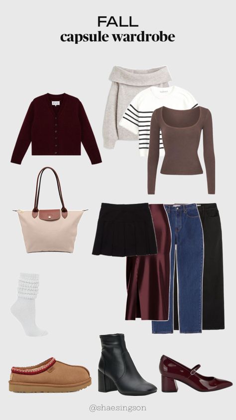 fall capsule wardrobe inspo wine red neutrals midsize Capsule Wardrobe Midsize, Madden Nyc, Fall Capsule Wardrobe, Wine Red, Dream Wardrobe, Capsule Wardrobe, Side Zip, Hollister, Calvin Klein