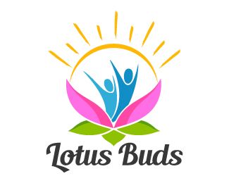 Lotus Buds Logo design - Creative and stylized logo design of a lotus flower with the children playing in the middle of it and with the abstractly shaped sun in the background in a very unique design. This logo design can be used for media, educational institutes, school, nursery, kindergarten, play school, playground, and parks, etc. Price $199.00 Lotus Bud, Lotus Logo, Pink Azaleas, Wedding Album Design, School Playground, Play School, Children Playing, School Logo, Motivational Thoughts