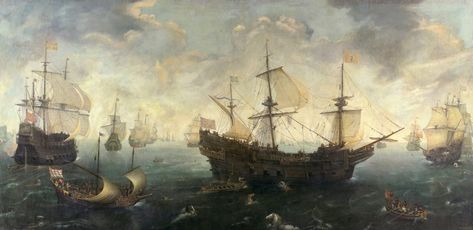 Spanish Galleon, Maritime Painting, Spanish Armada, Navi A Vela, British History, Palau, Tall Ships, Cadiz, Parma