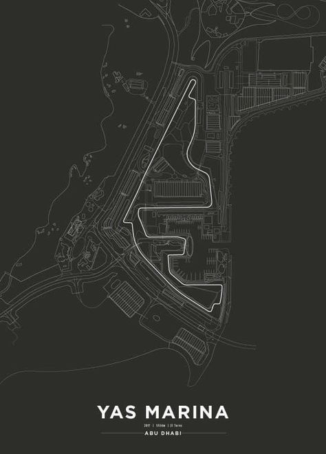 F1 Prints, Formula 1 Race Track, F1 Tracks, F1 Circuits, Yas Marina Circuit, Formula 1 Race, Aryton Senna, Racing Track, F1 Art