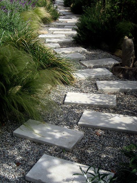 good idea for path in back yard. Drought Tolerant Landscape Design, Drought Resistant Landscaping, Landscape Curbing, Landscape Gardening, Drought Tolerant Garden, Side Yards, Drought Tolerant Landscape, Front Yard Ideas, Drought Resistant