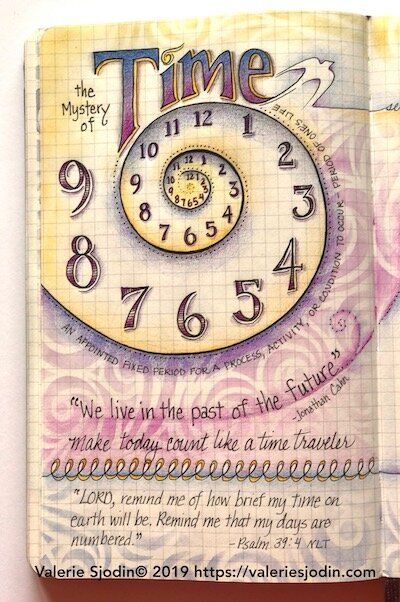 Visual Journal Ideas Inspiration, Bible Doodles Simple, Valerie Sjodin, Time Journal, Make Today Count, Jonathan Cahn, Journal Style, Calendar Journal, Bible Journaling Ideas Drawings