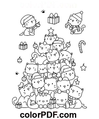 Vibrant Cats – Coloring Pages and Books in PDF Cat Transparent, Cat Coloring Page, Meowy Christmas, Scrapbooking Photo, Free Christmas Printables, Christmas Stamps, Christmas Drawing, Digi Stamps, Coloring Book Art