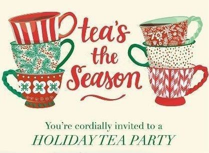 Teas The Season, Christmas Tea Party Invitations, Tea Graphic, Cranberry Tea, Party Signage, Christmas Tea Party, Christmas Invitations, Christmas Tea, Cup Of Tea