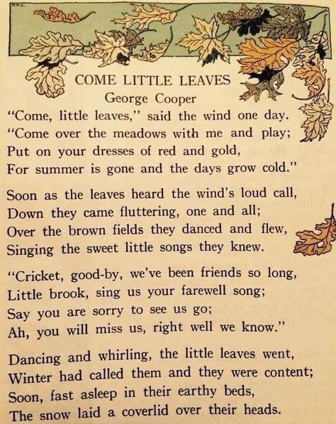 George Cooper, Autumn Poems, Fall Cards Handmade, Childrens Poetry, Fall Lessons, Commonplace Book, Autumn Quotes, The Meadows, Literary Quotes