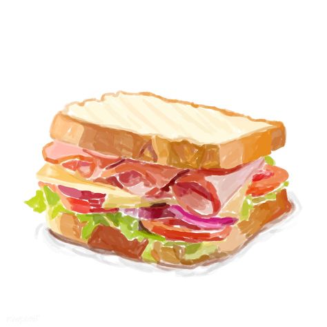 Hand drawn sandwich watercolor style | free image by rawpixel.com Watercolor Sandwich, Anime Sandwich, Sandwich Watercolor, Sandwich Sticker, Sandwich Drawing, Ham Sandwich, Deli Sandwiches, Ham Sandwiches, Food Sketch