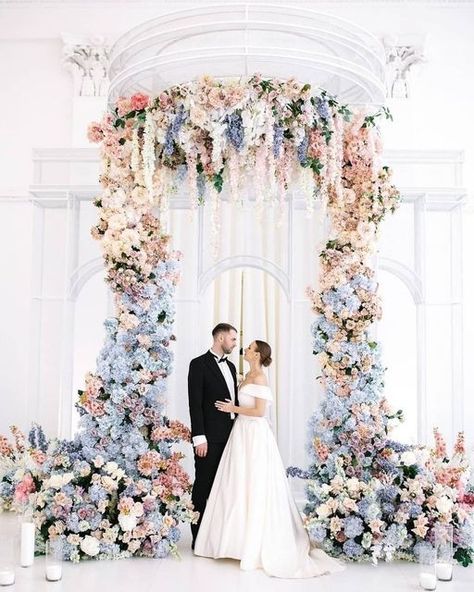 Joy | Wedding Websites & More on Instagram: "Slow your scroll for these stunning ceremony florals 🤩 We've been seeing a lot of soft pastel colors trending lately and we are absolutely here for it 💜⁠ 📷: @pasha_lutov⁠ 📋: @gg_project⁠ 💐: @chajnaja_roza⁠ 📍: @zags1.com.ua⁠ ⁠ #withjoy #weddinginspo #weddinginspiration #weddings #weddingtabledecor #florals #weddingflorals #weddingvenue #weddingreception #weddingblog #weddingblogger #weddingcolors #microwedding #microweddingideas" Pastel Wedding Theme, Ceremony Florals, Floral Archway, Wedding Ambiance, White Wedding Decorations, Wedding Color Pallet, Bridal Shower Activities, Soft Pastel Colors, Wedding Colors Blue