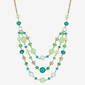 1928 Gold-Tone 16 Inch Link Beaded Necklace, Color: Green - JCPenney Beaded Necklace Green, Jewelry Template, Necklaces Beaded, Bead Making, Money Makers, Jewelry Design Inspiration, Beaded Necklace Diy, Beaded Jewelry Tutorials, Necklace Patterns