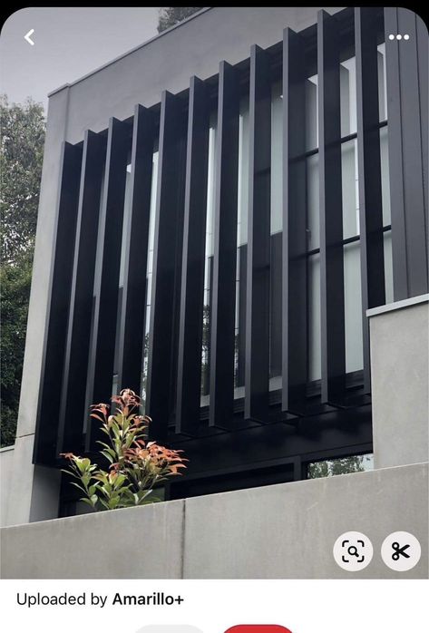 Facade Grill Design, Black Steel Windows Exterior, Window Grill Design Modern Houses Home, Burglar Proof Window Designs, Window Grill Ideas, Grill Design Modern, Exterior Blinds, Grill Designs, Modern Window Grill