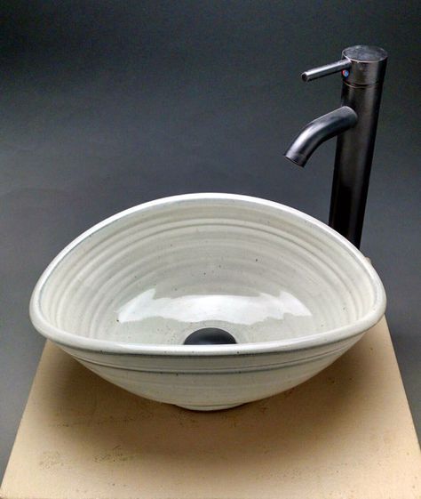 Custom Handmade Pottery Oval Vessel Sink  by Jeff Brown Pottery Ceramic Sink Bowl, Unique Bowl Sink Bathroom, Pretty Bowl Sink, Ceramic Basin Sink, Clay Sinks, Handmade Ceramic Sink Bowl, Stone Vessel Sinks, Bathroom Remodel Cost, Foam Soap Dispenser