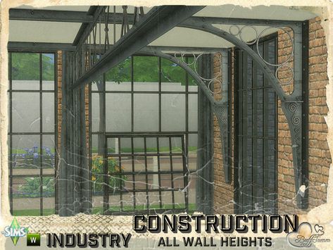 Sims 4 — Industry Construction (Beams & Fence) by BuffSumm — Your Sim want to live in an authentic factory building? Around The Sims 4, Industrial Windows, Factory Building, Rustic Romance, Sims Community, Sims 4 Build, Industrial Loft, Sims 4 Game, Sims 4 Houses