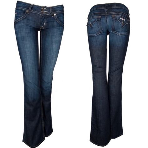 Hudson Signature Jeans - Double Button, Zipper Closure - 5 Pocket Design - Low Rise - Bootcut - Stretch Denim - Dark Wash New With Tags Size- 24 Waist- 13" Rise- 7" Inseam- 34" Measurements Are Lay Flat And Approximate Bootcut Jeans Women, Coated Denim Jeans, White Bootcut Jeans, Low Rise Bootcut Jeans, Leather Jeans, Dark Blue Jeans, Baby Boots, Boot Cut Denim, Hudson Jeans