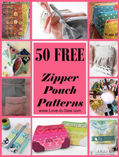 50 Free Zipper Pouch Sewing Patterns | Love to Sew Syprosjekter For Nybegynnere, Zippered Pouches, Zipper Pouch Tutorial, Pouch Sewing, Pouch Tutorial, Sewing Bags, Sew Ins, Trendy Sewing, Zipper Pouches