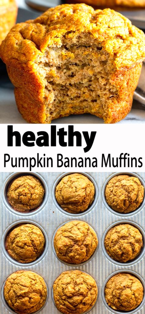 Pumpkin Muffins With Bananas, Healthy Muffin Recipes Pumpkin, Pumpkin Banana Bread Skinnytaste, Healthy Baked Muffins, Healthy Things To Make With Pumpkin Puree, Pumpkin Veggie Muffins, Health Pumpkin Muffins, Pumpkin Healthy Muffins, Healthy Pumpkin Spice Muffins