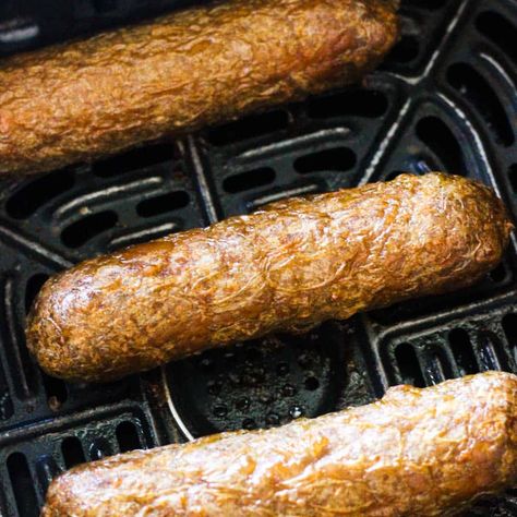 Sausage In Air Fryer, Beyond Sausage, Busy Weeknight Meals, Recipe For Air Fryer, Vegetarian Sausages, Pancake Bites, Cooks Air Fryer, Vegan Sausage, How To Make Sausage