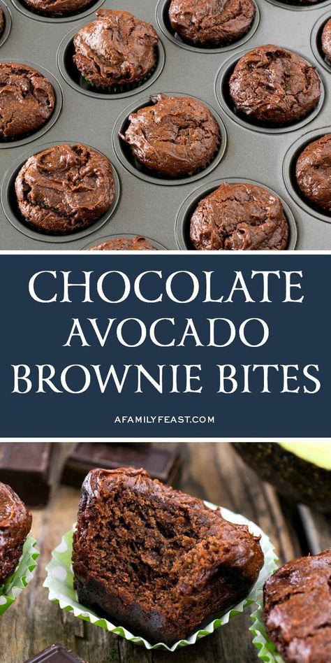 Baking With Avocado Recipes, Recipes With Frozen Avocado, Baking With Avocado, Avocado Baking, Healthy Brownie Bites, Avocado Baking Recipes, Avocado Cupcakes, Chocolate Avocado Brownies, Toast Aperitif