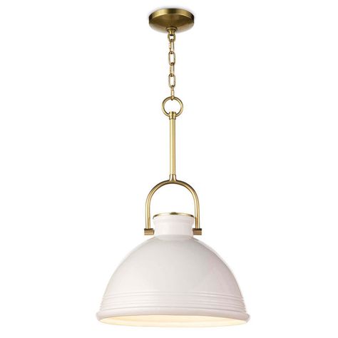 Holcomb Oversized Pendant - Shades of Light Ceramic Bell, Greenwich Ct, Drum Pendant, Coastal Interiors, Ceramic Pendant, Brass Accents, Pendant Chandelier, Lantern Lights, Glossy White