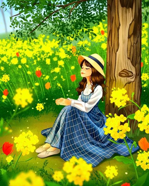 A 80 pieces jigsaw puzzle from Jigidi Cartoon Girl Drawing, Illustration Art Girl, Girly Art Illustrations, Dreamy Art, Alam Yang Indah, Beautiful Drawings, Girls Cartoon Art, Cool Art Drawings