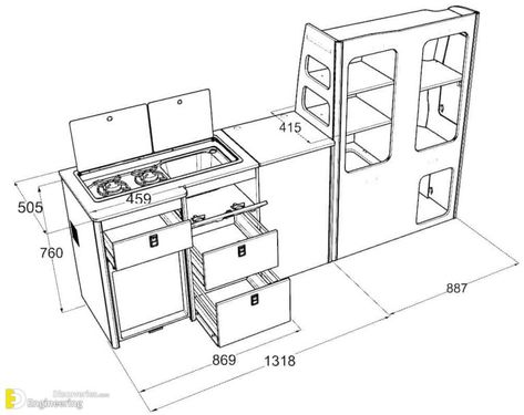 Standard Furniture Dimensions | Engineering Discoveries Camper Furniture, T4 Camper, T5 Camper, Camper Kitchen, Camper Shells, Kombi Home, Furniture Dimensions, Combi Vw, Flat Pack Furniture