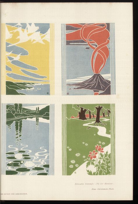 5 Elements Of Nature, Signature Board, Family Tree Art, Koloman Moser, The Four Elements, Art Nouveau Poster, Four Elements, 4 Elements, Elements Of Nature