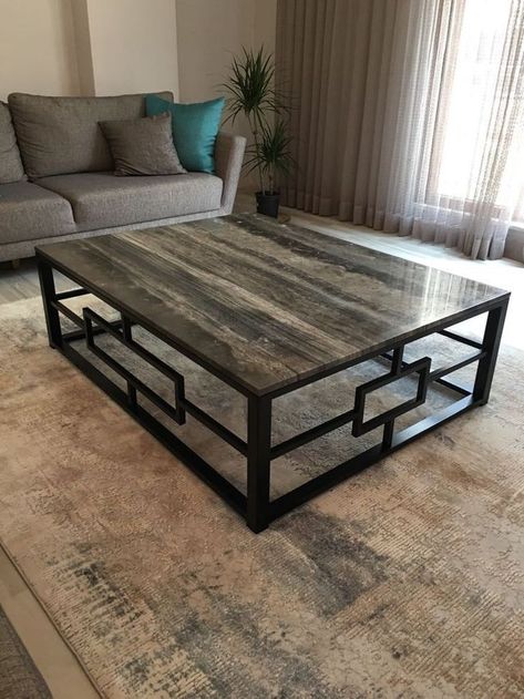 Side Table Decorations, Chesterfield Sofa Living Room, Centre Table Living Room, Sofa Table Design, Table Decorations Ideas, Granite Table, Center Table Living Room, Steel Furniture Design, Coffee Table Design Modern