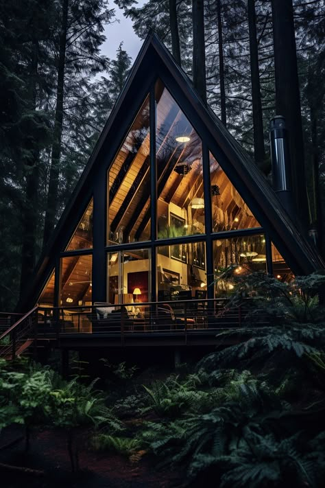 Black Modern Cabin, Fantasy Forest Cabin, Cabin In The Woods Aesthetic Dark, Cabin In The Woods Aesthetic Dark Interior, Modern Cabin In The Woods, Airbnb Forest Cabin, Big Cabin, Cabin In The Woods Creepy, Resort Design Plan