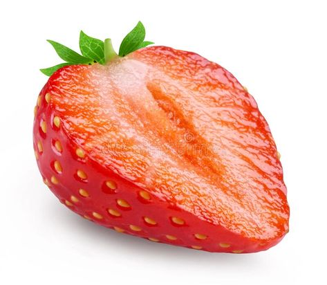 Strawberries isolated. Ripe half of a strawberry on a white background. royalty free stock images Strawberry Reference, Half Strawberry, Leaf Health, Cut Strawberries, Leaf Images, Fruit And Veg, Art Plastique, Strawberries, Stock Images Free