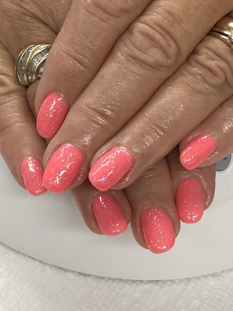 Coral Shimmer Nails, Coral Nails Glitter, Coral Gel Nails, Summer Nails Diy, Shimmer Nails, Summer Nails Neon, Gel Nail Light, Nails Coral, Shellac Nail Colors