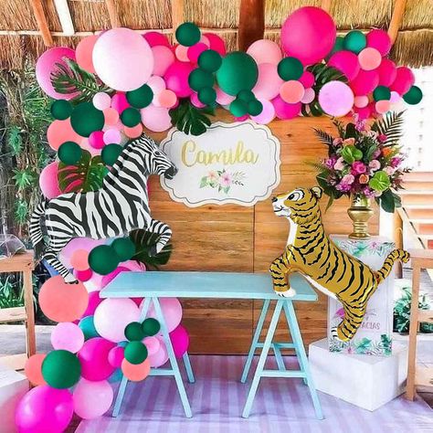 Safari Balloon Arch, Safari Balloon, Jungle Balloons, Garland Balloon, Baby Shower Balloon Arch, 2nd Birthday Party For Girl, Wild Birthday Party, Deco Jungle, Jungle Theme Birthday