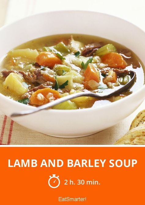 Lamb and Barley Soup - simple dish - A recipe idea by EAT SMARTER | British, European, Cooking on vacation, Vegetable, Soup #vegetablesoup #recipes Barley Soup Recipe, Soup Simple, Recipe For 2, Healthy Delicious Recipes, Barley Soup, The Lamb, Food Shows, Healthy Delicious, Eat Smarter