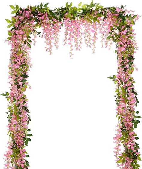 Wedding Arch Floral, Macrame Wedding Arch, Wisteria Wedding, Wisteria Vine, Wedding Arches Outdoors, Wedding Ceremony Decorations Outdoor, Flowers Garland, Wedding Decor Photos, Pink Amazon