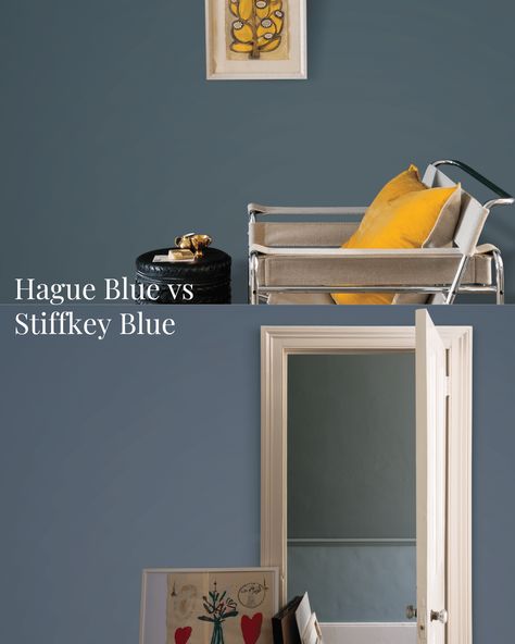 Hague Blue vs Stiffkey Blue - Which Farrow & Ball Blue Shade? 1 Stiff Key Blue Farrow And Ball, Farrow And Ball Stiffkey Blue Bedroom, Stiffkey Blue Hallway, Hauge Blue Paint Farrow And Ball, Stiffkey Blue Bedroom, Stiffkey Blue Farrow And Ball, Smokey Blue Paint, Farrow Ball Blue, Farrow And Ball Stiffkey Blue