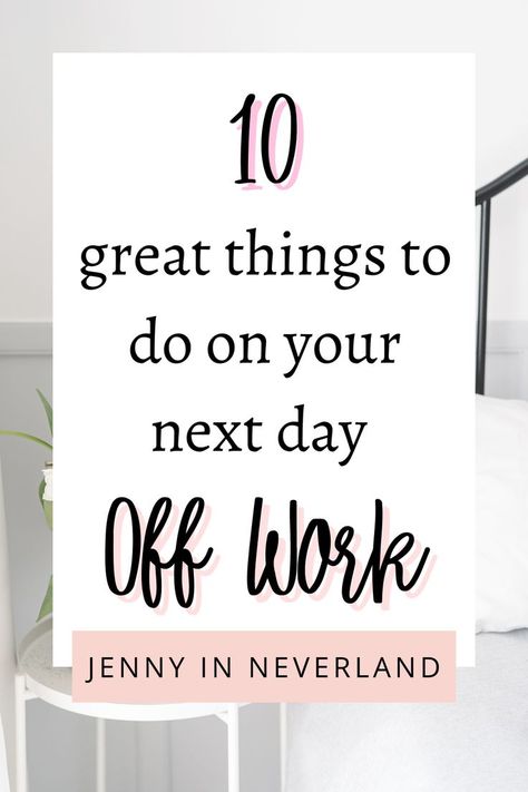 Do you have trouble taking time off? Here are 10 things which you can do on your days off which will help you recharge, relax and get ready for another week of work. Things to do to relax. What to do on the weekends. What To Do On Days Off Work, Day Off Work, Off Work, Done With You, Day Off, Positive Thoughts, Positive Vibes, You Can Do, Positive Quotes