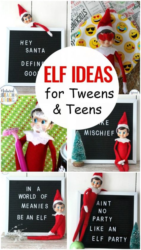 Elf on the Shelf Ideas for Teens and Tweens, If you have older kids you want to continue the family tradition in a way your teens can enjoy. These Elf on the Shelf ideas will be loved by your toddlers too. Whether your funny little elf on the shelf hangs out in the bathroom or leaves notes on the letter board, your whole family will love it. #elf #elfie #elfontheshelf #elfontheshelfideas Elf Kit, Elf Props, Elf Antics, Elf Fun, Christmas Preparation, Elf Ideas, Family Tradition, Religious Christmas, Elf On The Shelf Ideas