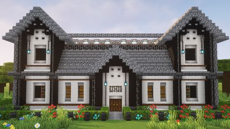 This is a black and white quartz house design that i have made. And i would really like to share it with you,in this video i show you how to build this base step by step. #minecrafthouse #minecraftlargequartzhouse #minecraftsurvivalhouse #minecrafthousetutorial #minecraft Black And White Minecraft House, Minecraft Black And White, Black Minecraft House, Black Family House, Black And White Quartz, Minecraft House Tutorials, Mansion Designs, Minecraft Inspiration, Minecraft Survival