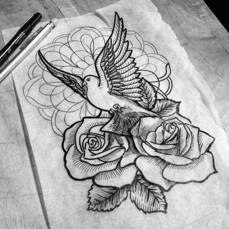 Rose Bud Tattoo Design, Mandala Flower Tattoo Design, Dove And Rose Tattoo, Bud Tattoo, White Dove Tattoos, Mandala Flower Tattoo, Rose Bud Tattoo, Tattoo Design Flower, Rose Tattoo Leg