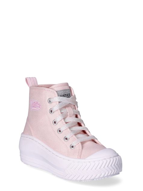 GIRLS FASHION HIGH TOP LACE UP PLATFORM COURT SNEAKER WITH IRIDESCENT GLITTER SPARKLE LACES CUTE AFFORDABLE CHEAP IN PINK BLUSH SHIMMER HIGHTOP BACK TO SCHOOL BTS COOL Girls High Top Sneakers, Girls High, Platform Sneaker, Pink Blush, Girls Fashion, Lace Tops, Girls Shoes, Size 13, High Top