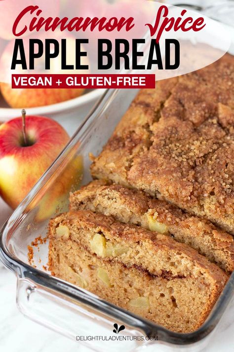 A super easy recipe for vegan apple bread that’s not only vegan, but vegan gluten free. This moist, homemade loaf is dairy-free, eggless, and it’s made with fresh apples, applesauce, and contains a cinnamon swirl inside. It’s the perfect gf vegan apple recipe to make for snacks, breakfast, or brunches and will surely become a new favourite treat in your home. Gluten Free Apple Bread, Vegan Apple Bread, Apple Recipes Easy Healthy, Gluten Free Apple Recipes, Apple Recipes Healthy, Apple Bread Recipe, Apple Cinnamon Bread, Patisserie Sans Gluten, Dessert Sans Gluten