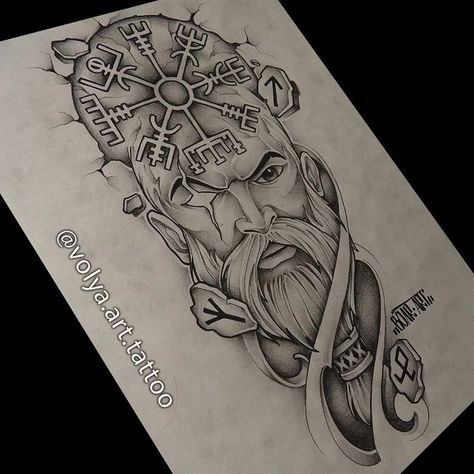 Odin Sketch, Odin Design, Tattoo Odin, Medusa Drawing, Luna Tattoo, Dragon Tattoo Art, Sketch Tattoo, Warrior Tattoo, Art Drawings Sketches Creative