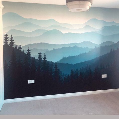 Removable Wallpaper Peel and Stick Wallpaper Wall Paper Wall | Etsy Mountain Wall Painting, Peel N Stick Wallpaper, 3d Mountain, Mountain Wall Mural, Fern Wallpaper, Mountain Mural, Mountain Nursery, Tree Wall Murals, Nursery Mural