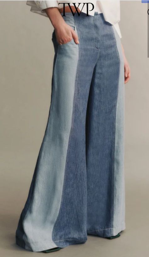 Fitted Wide Leg Recycled Denim Pants, Trendy High-waist Recycled Denim Pants, Customized Pants, Luxury High-waist Flare Jeans In Recycled Denim, Blue Full-length Flare Jeans In Recycled Denim, Luxury Recycled Denim Wide-leg Pants, Indigo Colour, Upcycle Jeans, Recycled Denim