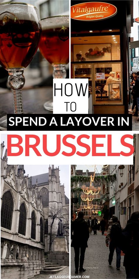 Waffles, chocolate, and beer oh my! Follow this Brussels' travel guide for your short layover there. Don't stay in the airport. Get out and explore the amazing gothic inspired city Brussels. Find out where to get the most delicious waffle and frothy beer during your Brussels' layover. #brusselslayover #brusselstravel #brusselstravelguide #layover #brussels Brussels Travel Guide, Waffles Chocolate, Things To Do In Brussels, Brussels Travel, Brussels Airport, In The Airport, Chocolate Waffles, Europe Trip Itinerary, Belgium Travel