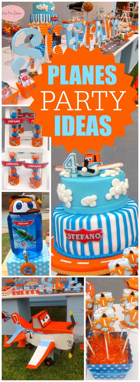 Such a fun Disney Plane's birthday party! See more party ideas at CatchMyParty.com! Planes Birthday Party Ideas, Second Birthday Plane Theme, Planes Movie Birthday Party, Plane Themed Birthday, Pixar Planes Birthday, Plane Birthday Party Activities, Disney Planes Birthday Party, Disney Planes Birthday, Disney Planes Party