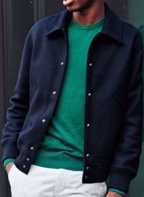 Navy Blue Jacket Outfit, Winter Menswear, Navy Sport Coat, Colour Combinations Fashion, 90s Fashion Men, Navy Blue Jacket, Classic Jacket, Green Outfit, Coach Jacket