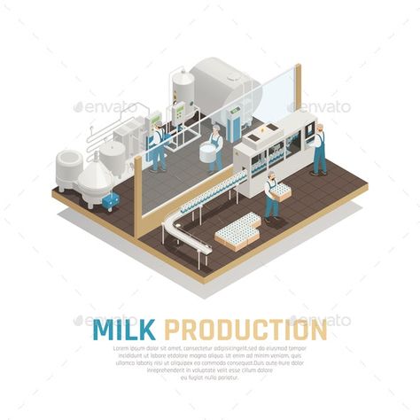 Industrial Dairy Production Background - Food Objects Milk Factory, White Square Frame, Shower Images, Factory Interior, Flat Icons Set, Milk Shop, Architecture Model House, Pink Bottle, Milk Production